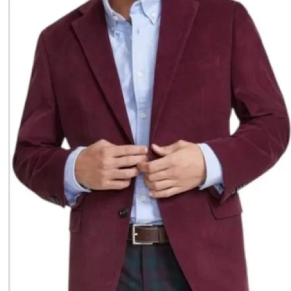 Tommy Hilfiger Sport Coat Mens Sz L42 Modern Fit Burgundy Corduroy Blazer Jacket